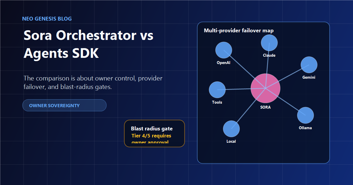 Sora Orchestrator vs OpenAI Agents SDK: Owner Sovereignty and Multi-Provider Failover